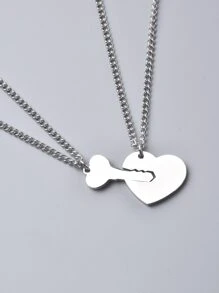 Fashionable and Popular 2pcs Men Key Pendant Necklace Stainless Steel for Jewelry Gift and for a Stylish Look - Silver - View 2