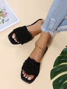 Dép bệt Nữ màu trơn Đúng mốt - màu đen - Xem 1