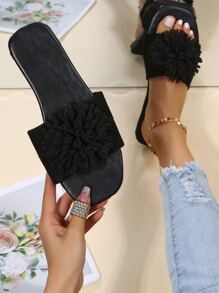 Dép bệt Nữ màu trơn Đúng mốt - màu đen - Xem 2