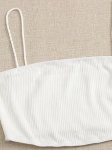 Soleia Rib-knit Cami Top and Tie Front Allover Plants Skirt Set - Multicolor - View 4