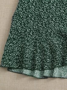 Soleia Rib-knit Cami Top and Tie Front Allover Plants Skirt Set - Multicolor - View 5