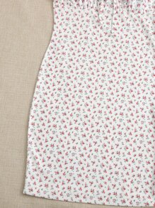 SHEIN Frilled Strap Tie Front Ruched Bust Ditsy Floral Dress - Multicolor - View 5