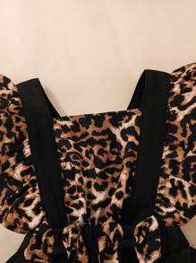 Baby Girl Leopard Ruffle Trim Bow Front 2 In 1 Bodysuit With Headband - Multicolor - View 3