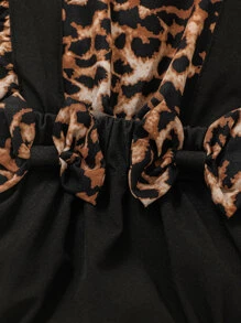 Baby Girl Leopard Ruffle Trim Bow Front 2 In 1 Bodysuit With Headband - Multicolor - View 5