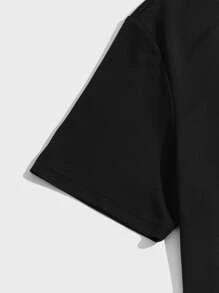 Manfinity RebelGame Men Letter Graphic Tee & Drawstring Waist Track Shorts - Black - View 4