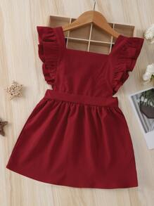 Đầm bé gái Xù màu trơn Dễ thương - Màu Đỏ Sâu - Xem 1