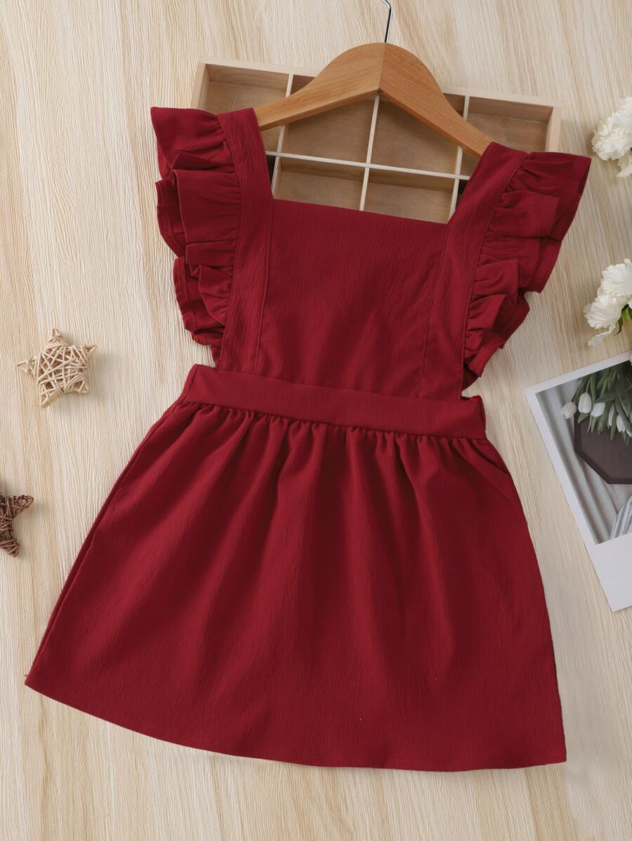 Đầm bé gái Xù màu trơn Dễ thương - Màu Đỏ Sâu - Xem 1