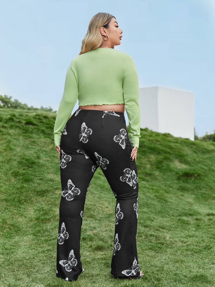 SHEIN Bộ thời trang Plus Size Xù nhỏ Thắt nơ trước Loại bướm Thanh lịch - Nhiều màu - Xem 2