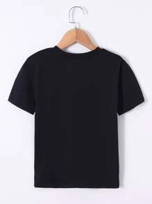 Toddler Girls Rose & Slogan Graphic Tee - Black - View 2