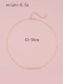 1 件简约几何条链项链，四季皆宜，适合节日、生日礼物（卡片包装） - 玫瑰金 - 查看 3