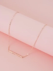 1 件简约几何条链项链，四季皆宜，适合节日、生日礼物（卡片包装） - 玫瑰金 - 查看 4