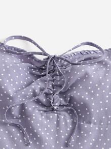 Soleia 大碼波卡圓點荷葉邊袖連衣裙 - 淡紫色 - 查看 3