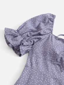 Soleia 大碼波卡圓點荷葉邊袖連衣裙 - 淡紫色 - 查看 4