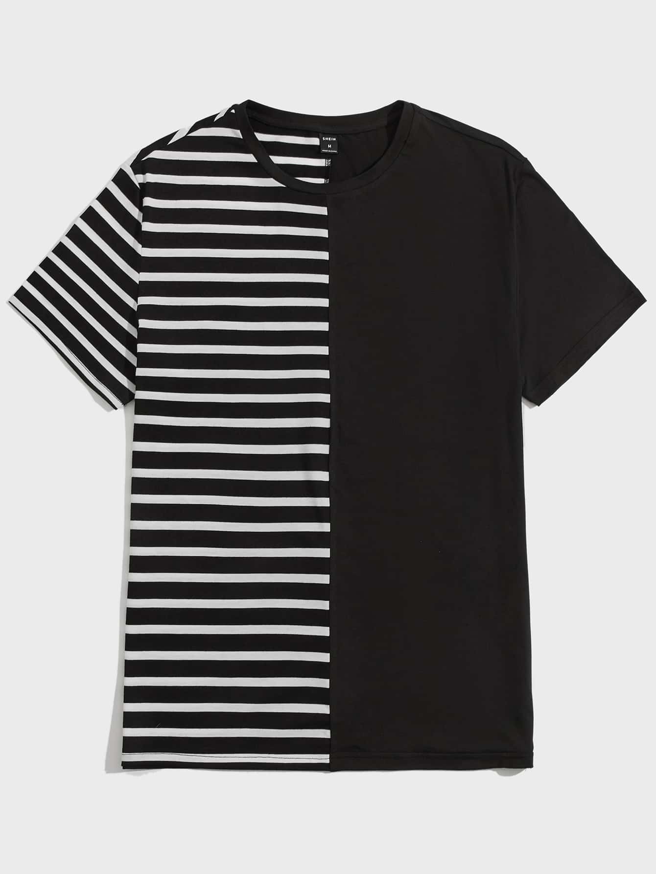 Shein Men Drop Shoulder Striped Print Colorblock Tee Shein Eur Shein Men Drop Shoulder Striped Print Colorblock Tee Shein Eur