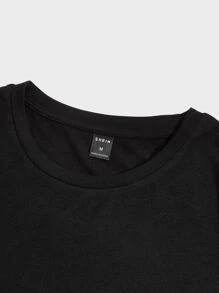 Manfinity VCAY 男士標語和人物圖案T恤 - 黑色 - 查看 3