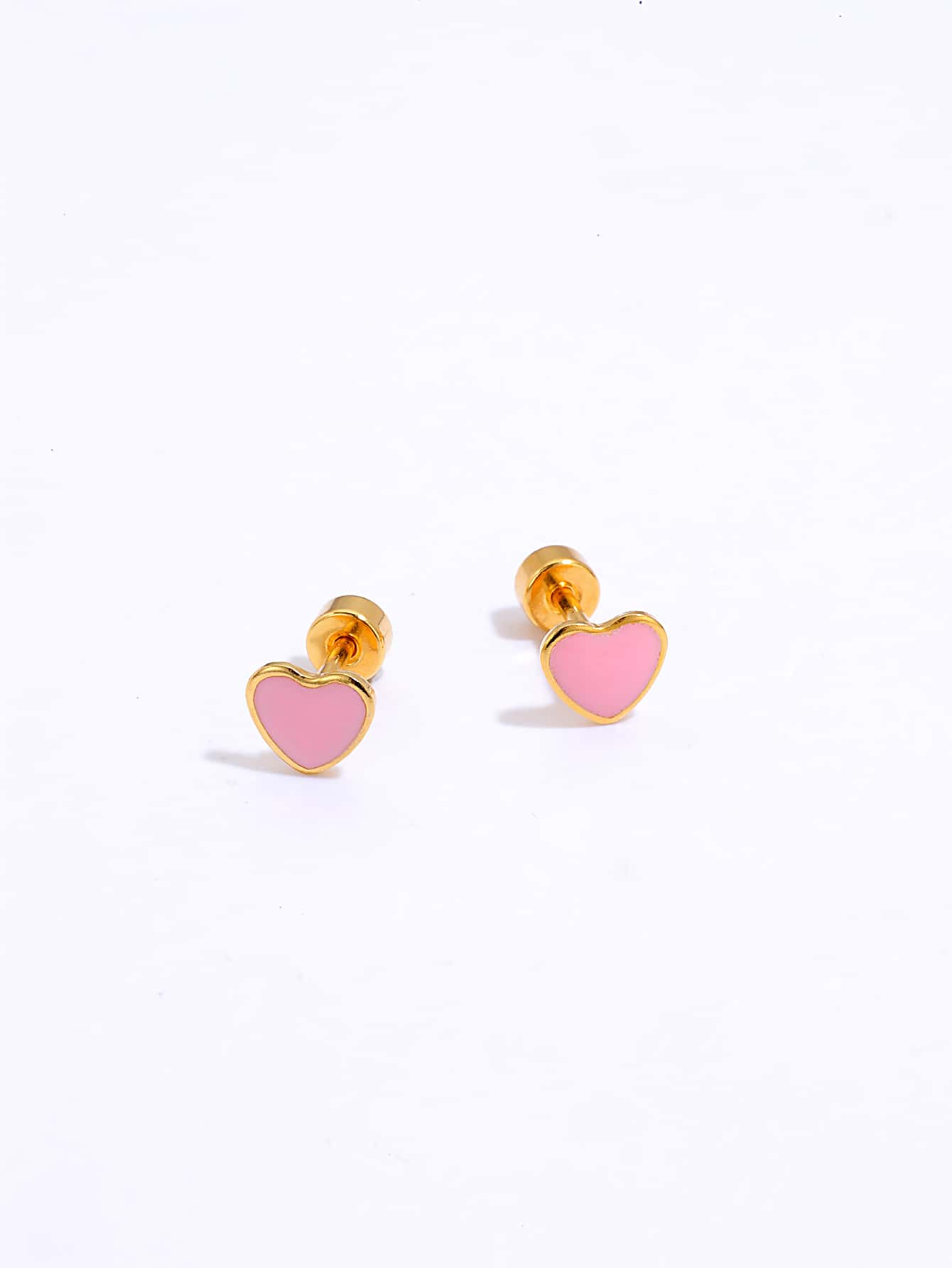 Heart Shaped Stud Earrings Valentines,Mom,Mother,Mother's Day,Gift - Yellow Gold - View 1