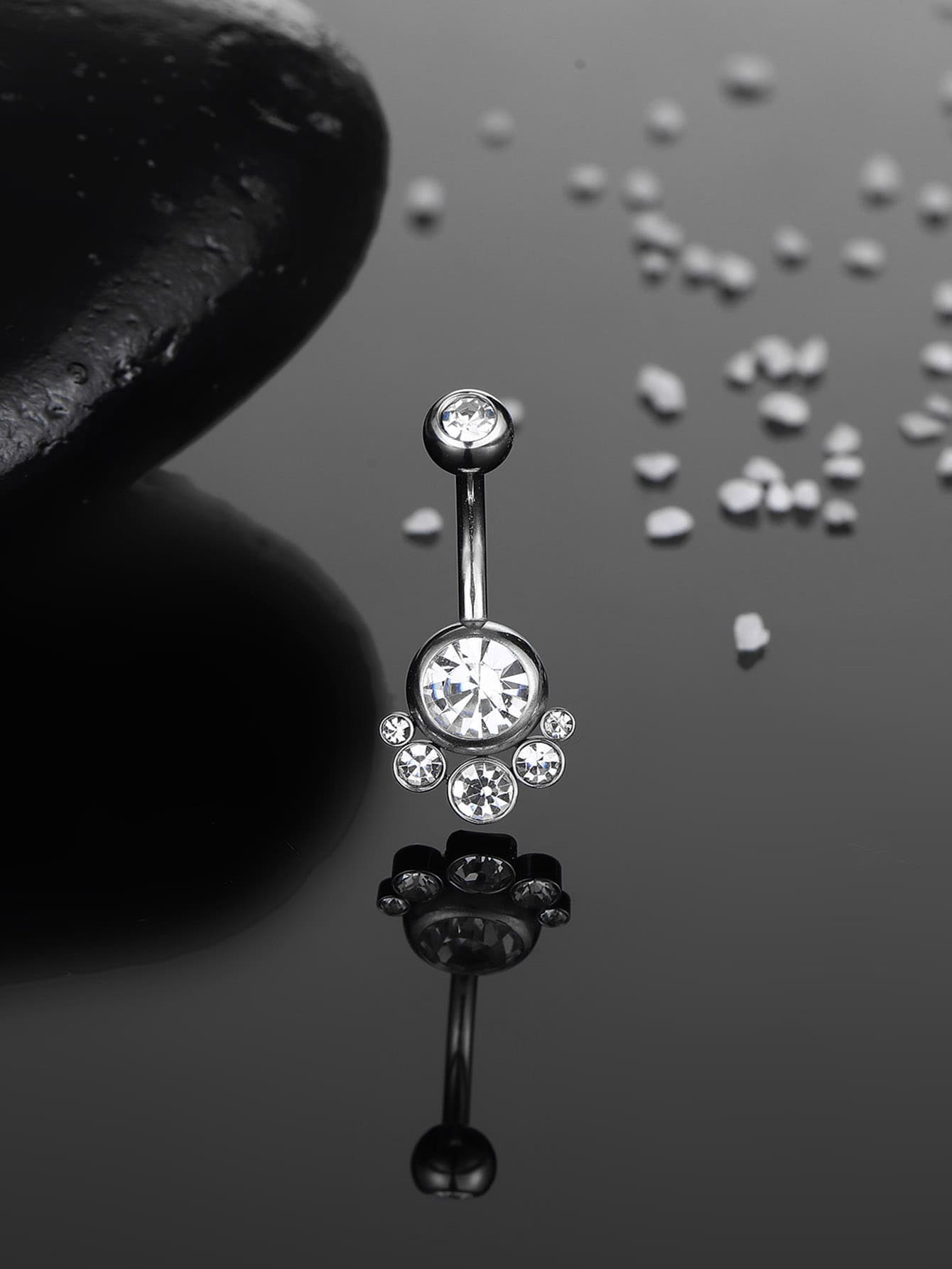 Perfect Piercing Rhinestone Decor Navel Belly Ring Stainless Steel Magnetic Septum Body Jewelry Gift For Women & Men Non-Piercing - Silver - View 1