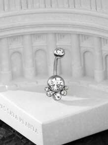 Perfect Piercing Rhinestone Decor Navel Belly Ring Stainless Steel Magnetic Septum Body Jewelry Gift For Women & Men Non-Piercing - Silver - View 2