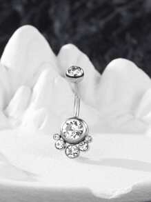 Perfect Piercing Rhinestone Decor Navel Belly Ring Stainless Steel Magnetic Septum Body Jewelry Gift For Women & Men Non-Piercing - Silver - View 3