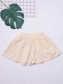 小女童彈性腰帶闊腿短褲 - 杏色 - 查看 1
