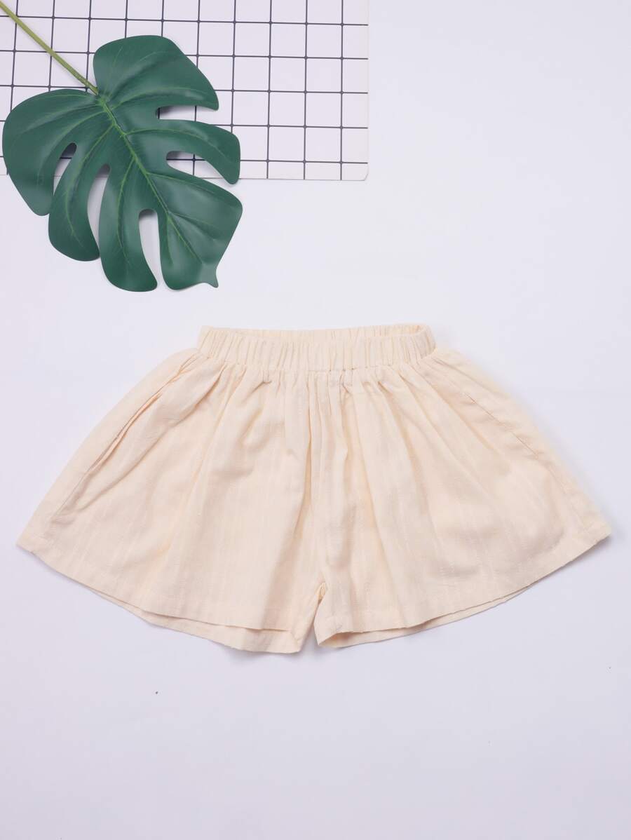 小女童彈性腰帶闊腿短褲 - 杏色 - 查看 1