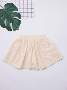 小女童彈性腰帶闊腿短褲 - 杏色 - 查看 2
