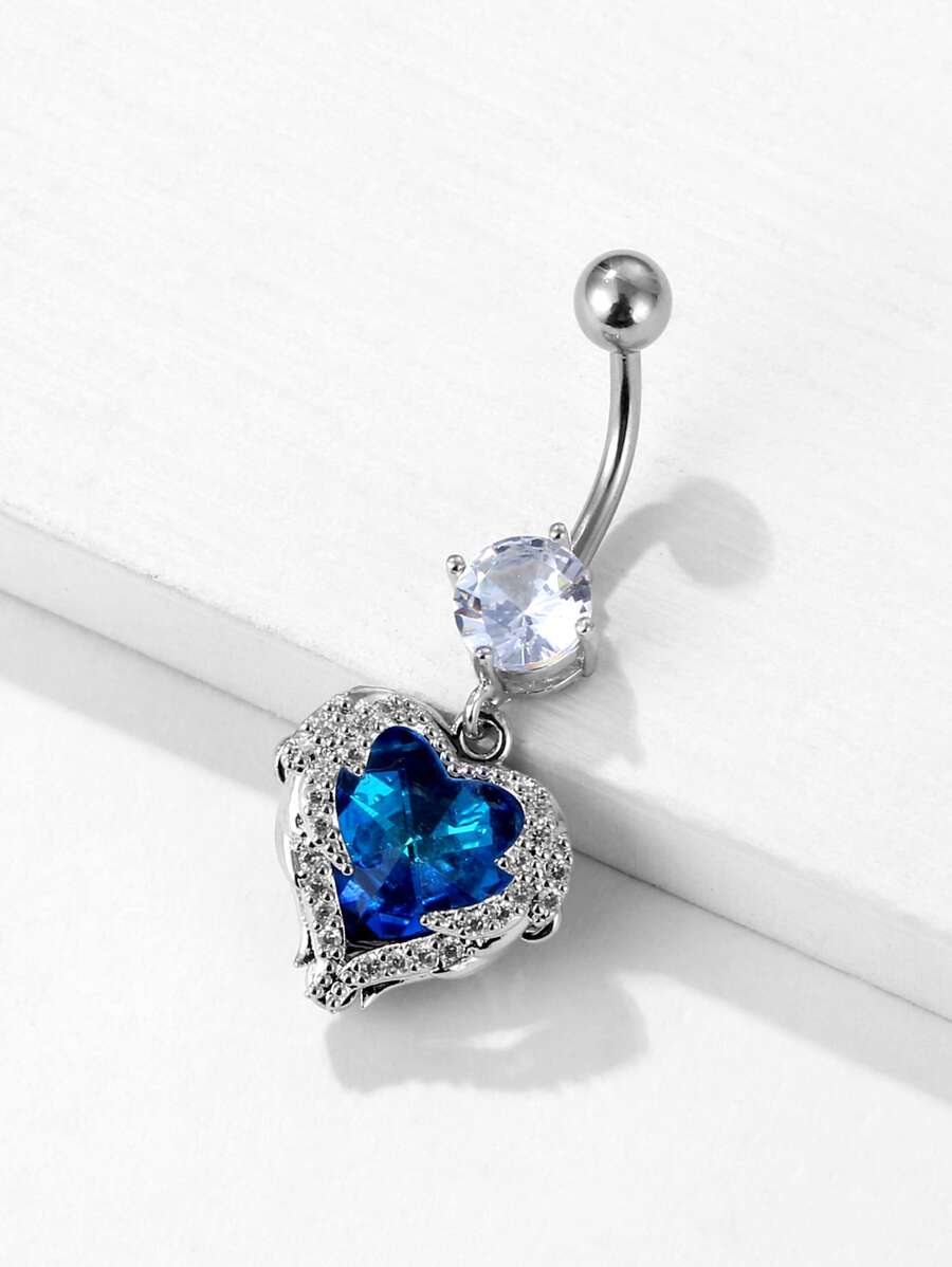 Xuyên Hoàn Hảo Đính Đá Cubic Zirconia Trái Tim Bụng Nhẫn Đồng Rainbow Từ Vách Ngăn Trang Sức Khuyên - Nhiều màu - Xem 1