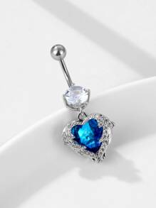Xuyên Hoàn Hảo Đính Đá Cubic Zirconia Trái Tim Bụng Nhẫn Đồng Rainbow Từ Vách Ngăn Trang Sức Khuyên - Nhiều màu - Xem 2