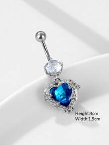 Xuyên Hoàn Hảo Đính Đá Cubic Zirconia Trái Tim Bụng Nhẫn Đồng Rainbow Từ Vách Ngăn Trang Sức Khuyên - Nhiều màu - Xem 3