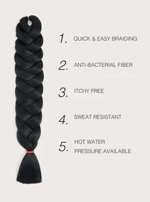 1pc Long Synthetic Hair Braid - Black - View 3