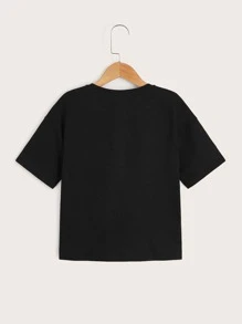 SHEIN Niñas Camiseta con estampado de coche y letra - Negro - Ver 2