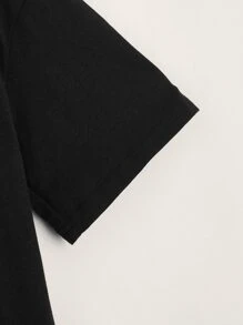 SHEIN Niñas Camiseta con estampado de coche y letra - Negro - Ver 4