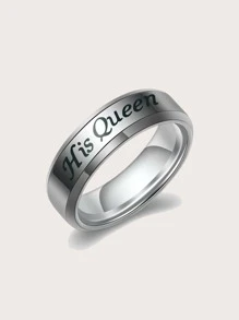 2入組情侶字母圖案戒指 - 彩色 - 查看 2