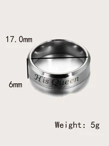 2入組情侶字母圖案戒指 - 彩色 - 查看 3