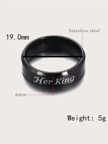 2入組情侶字母圖案戒指 - 彩色 - 查看 4