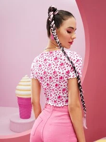 ViktoriiavkArt 愛心和字母圖案前繫帶短款上衣 - 彩色 - 查看 2