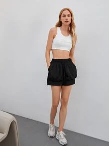 MOTF PREMIUM BUBBLE POCKET SHORTS - Black - View 8