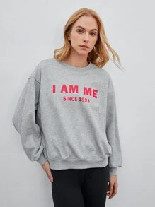 SHEIN EZwear 超大落肩套头衫，男女通用 - 淺灰色 - 查看 5