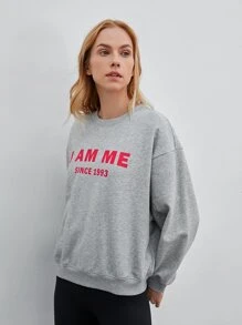 SHEIN EZwear 超大落肩套头衫，男女通用 - 淺灰色 - 查看 6