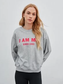 SHEIN EZwear 超大落肩套头衫，男女通用 - 淺灰色 - 查看 7