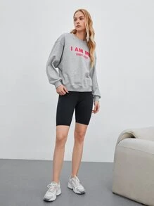 SHEIN EZwear 超大落肩套头衫，男女通用 - 淺灰色 - 查看 10