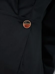 MOTF PREMIUM Vestido camisero cruzado - Negro - Ver 10