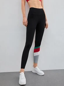 MOTF PREMIUM Quần tất nữ Khối Màu Lá thư Thể thao - màu đen - Xem 1