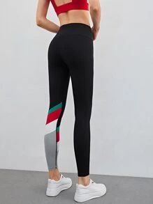 MOTF PREMIUM Quần tất nữ Khối Màu Lá thư Thể thao - màu đen - Xem 2