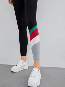 MOTF PREMIUM Quần tất nữ Khối Màu Lá thư Thể thao - màu đen - Xem 4