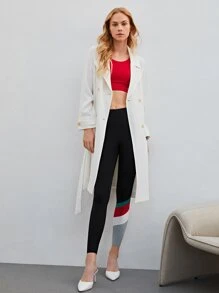 MOTF PREMIUM Quần tất nữ Khối Màu Lá thư Thể thao - màu đen - Xem 7