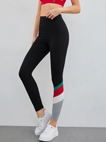 MOTF PREMIUM Quần tất nữ Khối Màu Lá thư Thể thao - màu đen - Xem 8