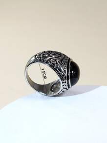 1 件复古椭圆形人造宝石戒指，男女通用 - 彩色 - 查看 4