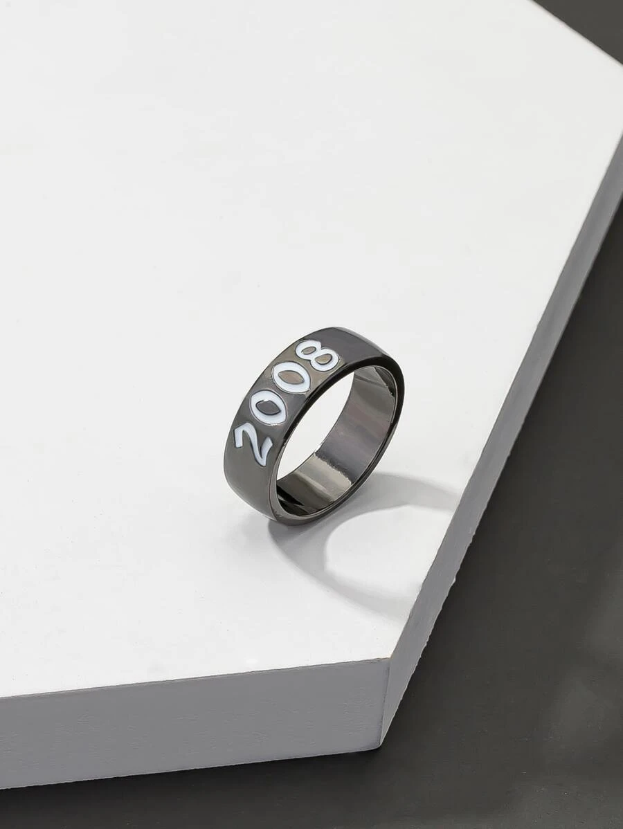 Những người đàn ông thời trang và phổ biến Số năm trang trí Nhẫn hợp kim để làm quà tặng trang sức và cho một vẻ ngoài sành điệu - Màu Đen Súng - Xem 1