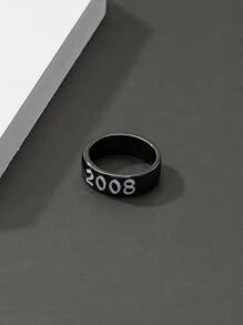 Những người đàn ông thời trang và phổ biến Số năm trang trí Nhẫn hợp kim để làm quà tặng trang sức và cho một vẻ ngoài sành điệu - Màu Đen Súng - Xem 2